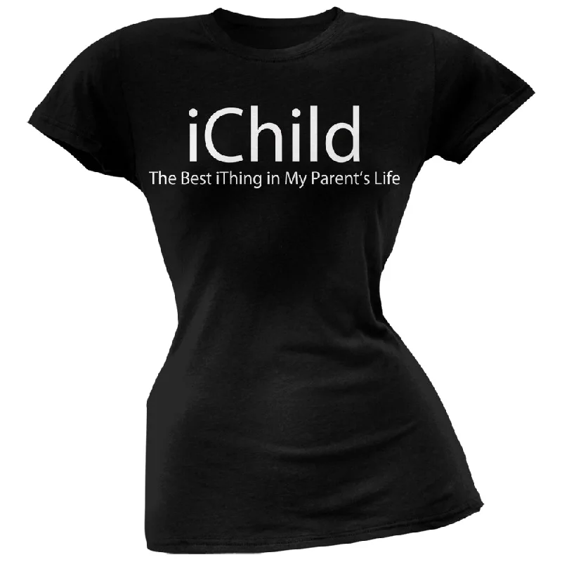 Ribbed Cuff T-ShirtsiChild Black Juniors Soft T-Shirt