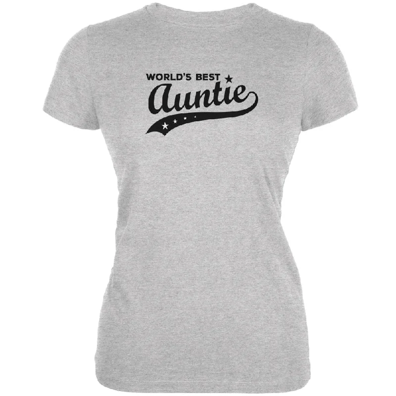 Glitter T-ShirtsWorld's Best Auntie Heather Grey Juniors Soft T-Shirt