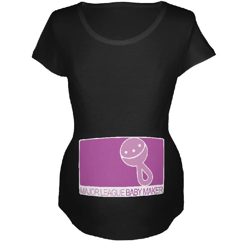 Quick-Dry T-ShirtsMajor League Baby Maker Girl Funny Black Maternity Soft T-Shirt