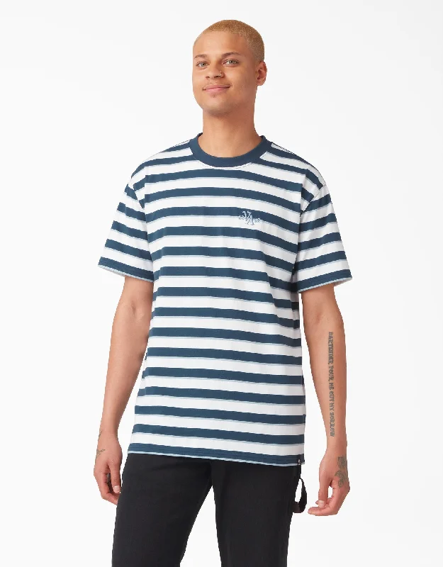 Hip-Hop T-ShirtsDickies Vincent Alvarez Striped T-Shirt - Airforce Blue Stripe