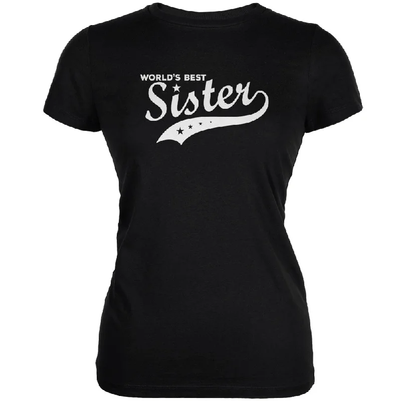 Tasseled T-ShirtsWorld's Best Sister Black Juniors Soft T-Shirt