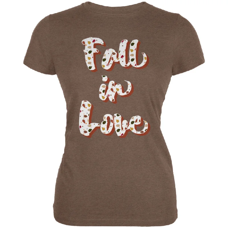 Statement T-ShirtsAutumn Fall in Love Leaves Pattern Juniors Soft T Shirt