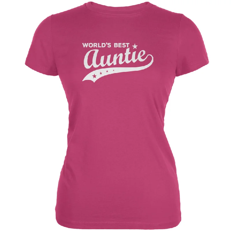 Embellished T-ShirtsWorld's Best Auntie Berry Pink Juniors Soft T-Shirt