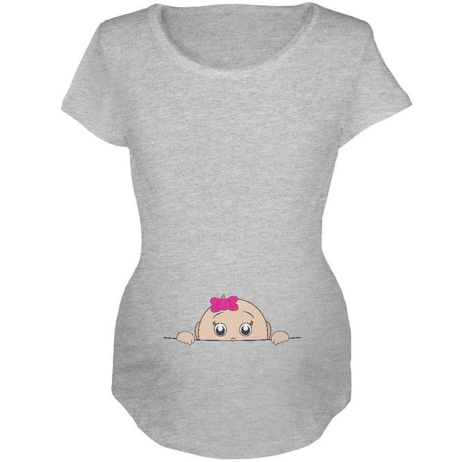 Retro T-ShirtsPeeking Baby Girl Maternity Soft T Shirt