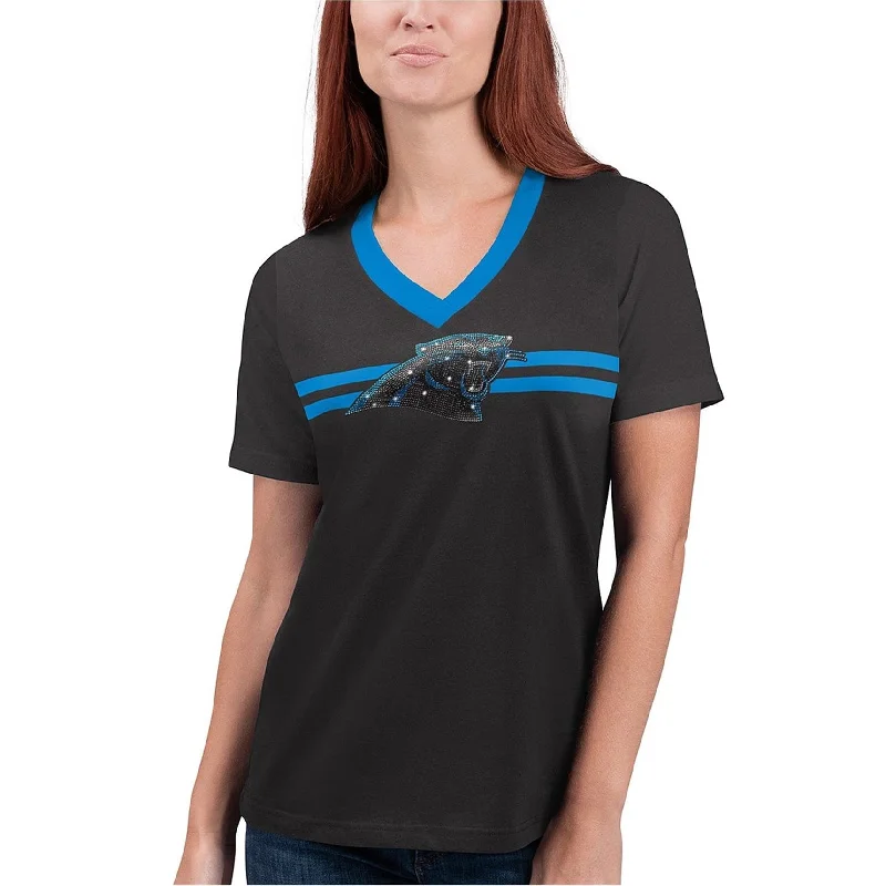 Distressed T-ShirtsG-III Sports Womens Carolina Panthers Embellished T-Shirt, Black, XX-Large