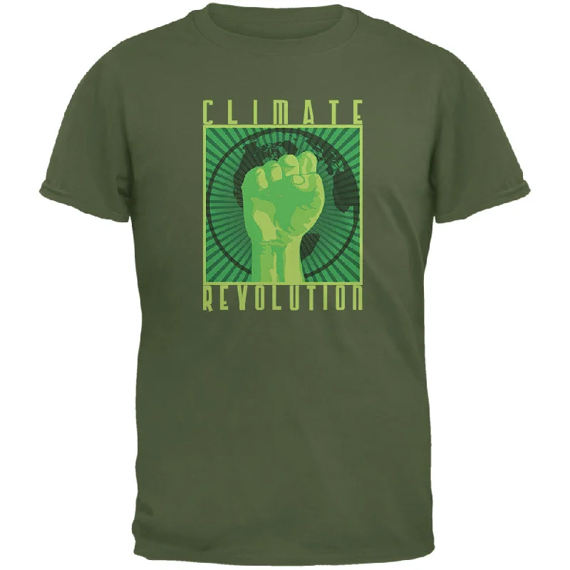 Linen T-ShirtsEarth Day Climate Change Revolution Military Green Adult T-Shirt