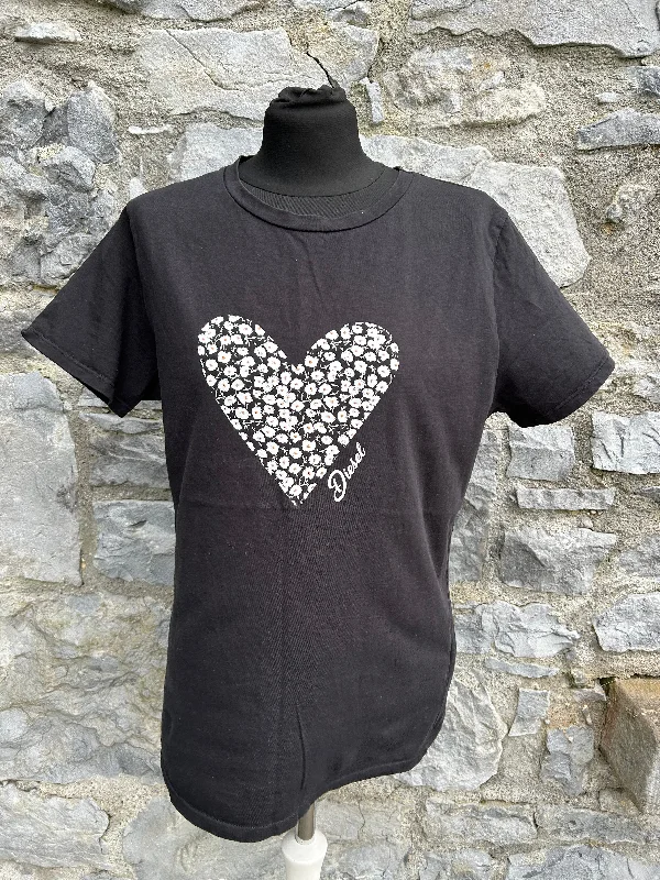 Camping T-ShirtsFloral heart black T-shirt uk 12