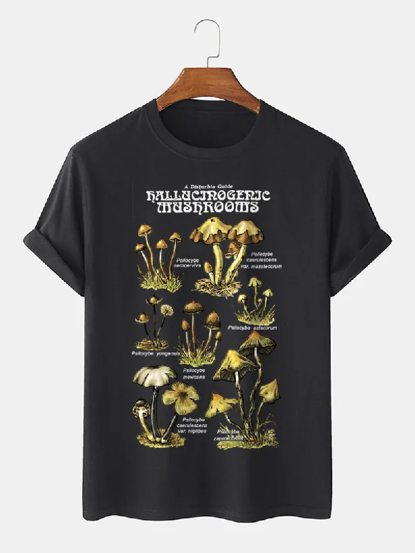 Scoop Neck T-ShirtsMens 100% Cotton Mushroom Sort Graphic Print Community Spirit T-Shirt