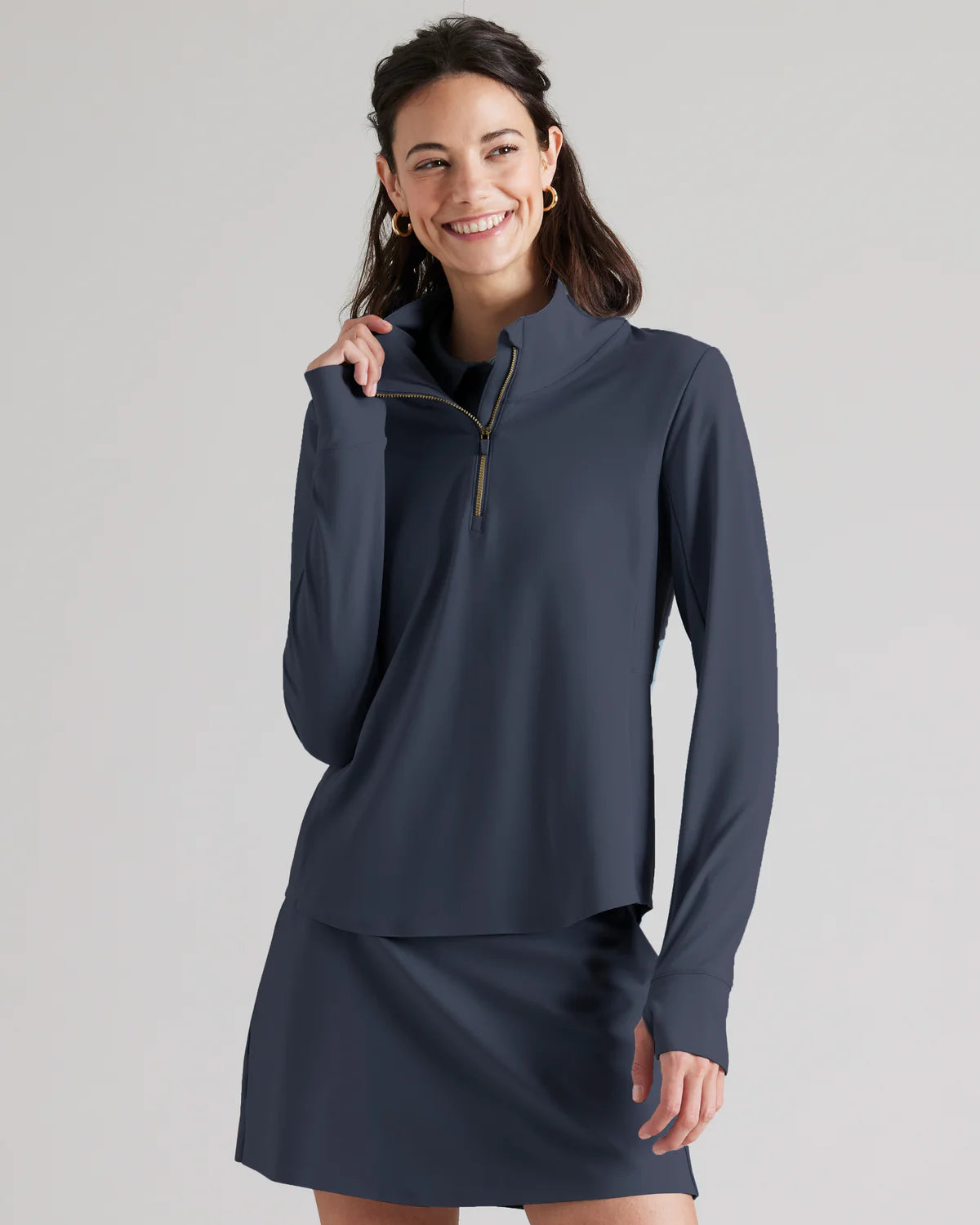 Rhone Women's Course To Court 1/4 Zip Pullover - Navy BluePulloverhood