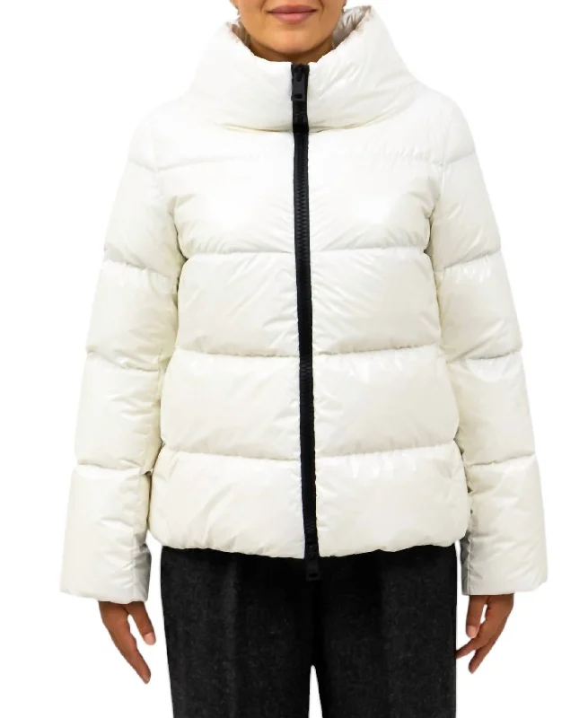 Leather-Paneled SweatshirtsHooded Down Jacket In Bianco