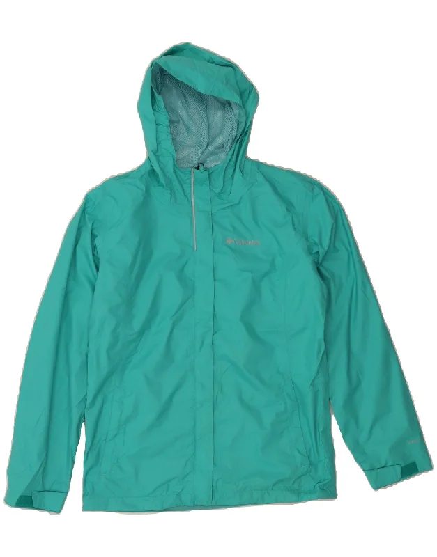 Fleece SweatshirtsCOLUMBIA Womens Hooded Rain Jacket UK 14/16 Large Turquoise Nylon