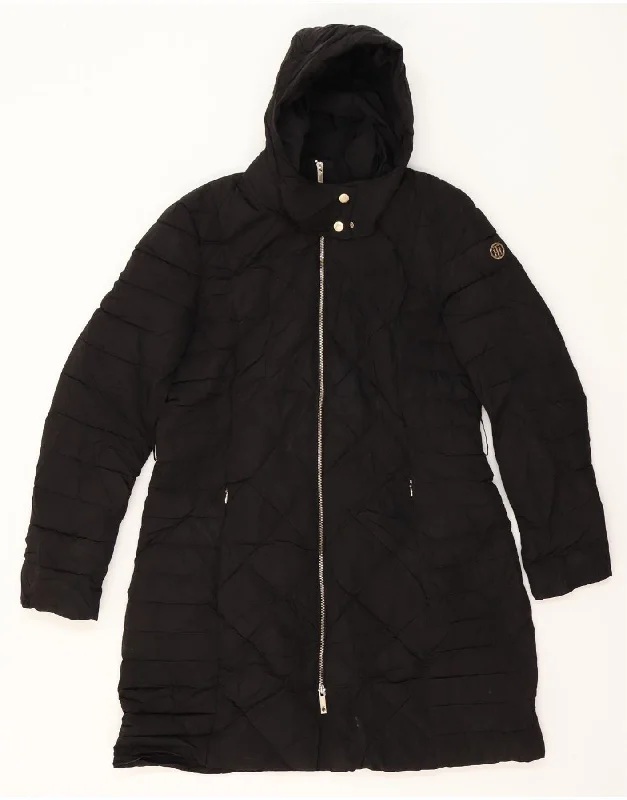 Camping HoodiesTOMMY HILFIGER Womens Hooded Padded Coat UK 16 Large Black