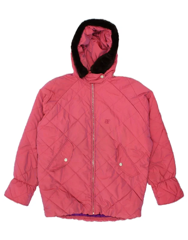 Ski SweatshirtsBELFE & BELFE Womens Oversized Hooded Padded Jacket IT 44 Medium Pink