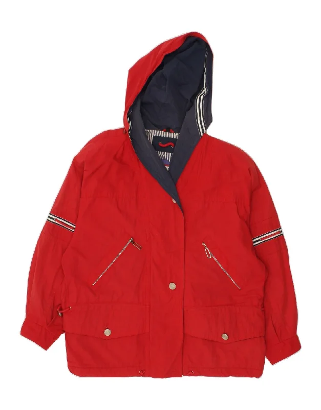 Distressed HoodiesVINTAGE Womens Hooded Windbreaker Jacket UK 20 2XL Red Polyester