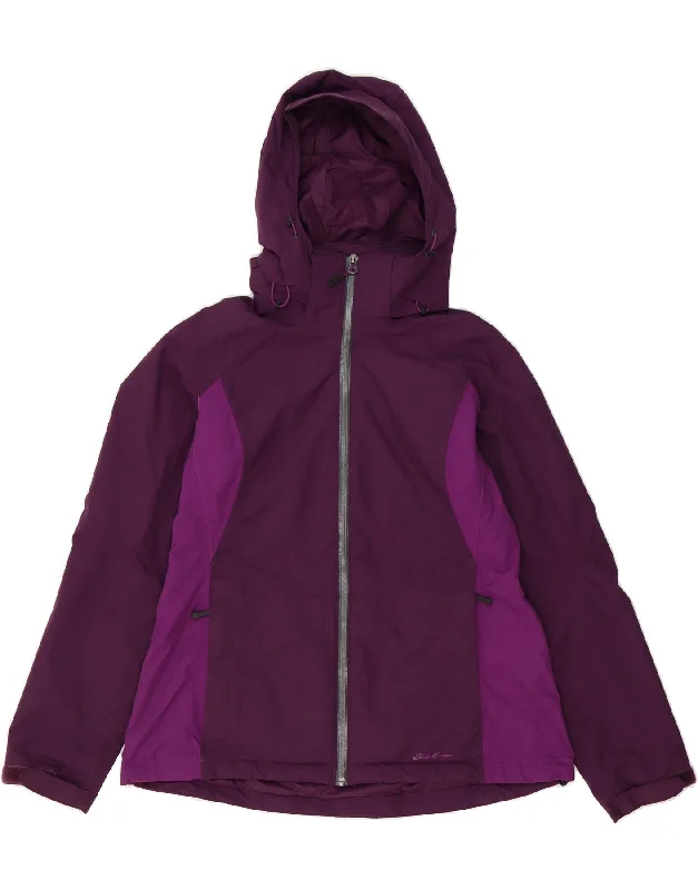 Urban HoodiesEDDIE BAUER Womens Hooded Rain Jacket UK 16 Large Purple Colourblock Nylon