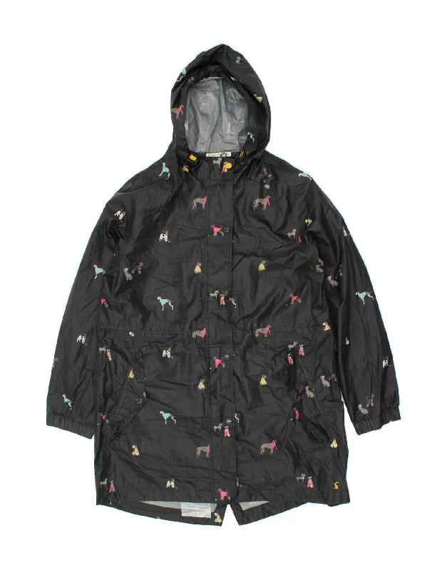 Fishing SweatshirtsJOULES Womens Hooded Raincoat UK 16 Large Black Animal Print Polyester