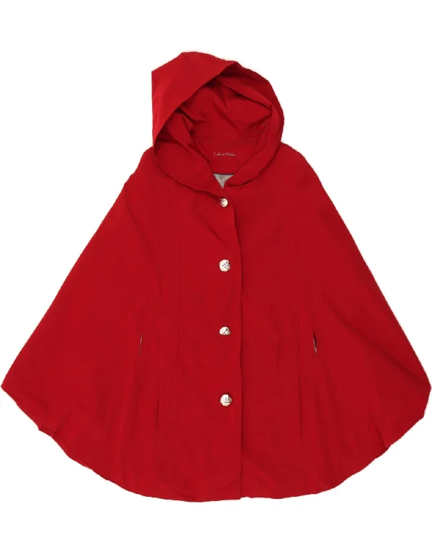 Organic Cotton SweatshirtsCALVIN KLEIN Womens Hooded Poncho Coat One Size Red Polyester