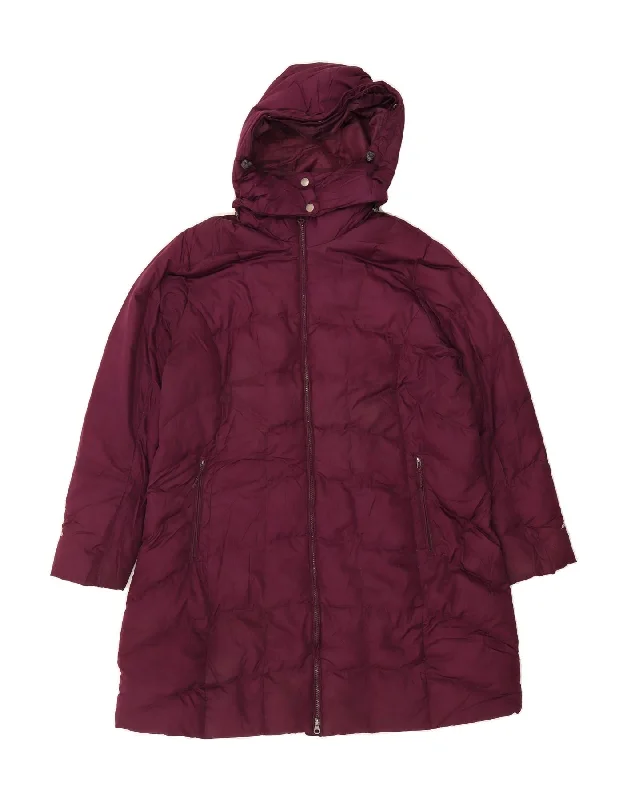 Quilted SweatshirtsEDDIE BAUER Womens Hooded Padded Coat UK 20 2XL Burgundy Polyester