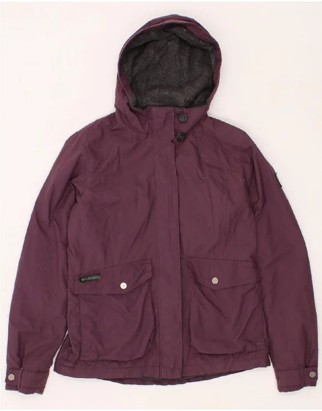 Oversized HoodiesCOLUMBIA Womens Hooded Windbreaker Jacket UK 10 Small Burgundy Nylon