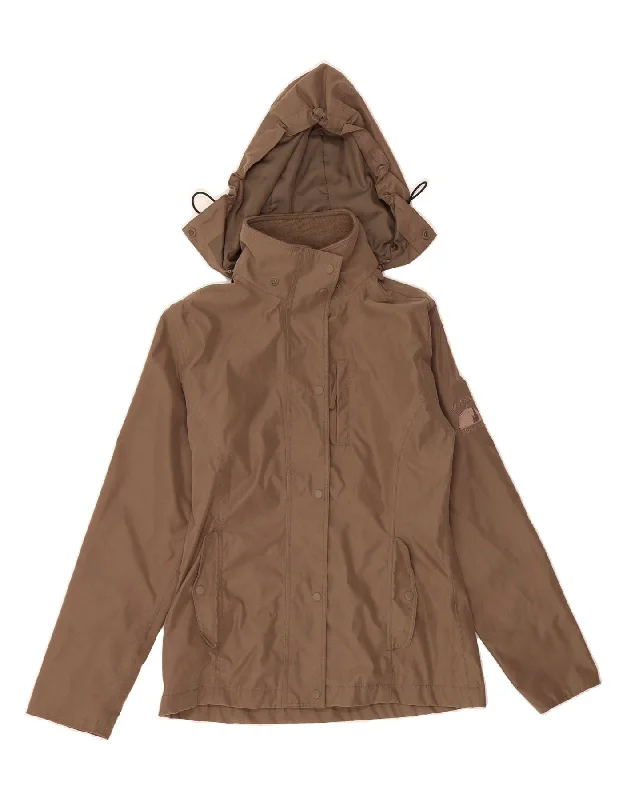 Waterproof HoodiesJACK MURPHY Womens Hooded Windbreaker Jacket UK 12 Medium Brown Polyester