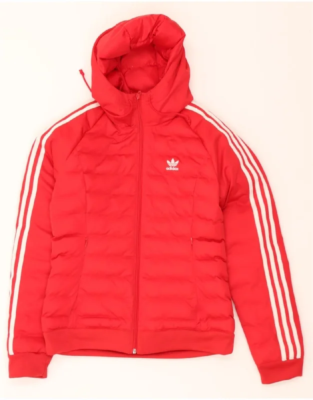 Vintage HoodiesADIDAS Womens Hooded Padded Jacket UK 10 Small Red Polyester