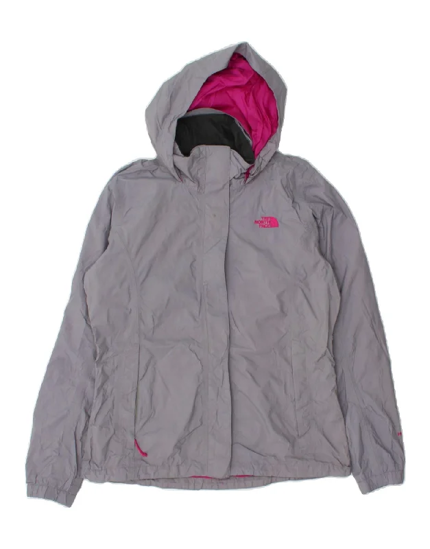 Cropped HoodiesTHE NORTH FACE Womens Hooded Rain Jacket UK 14 Medium Grey Nylon