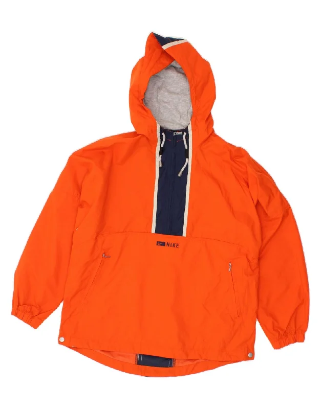 Reflective HoodiesNIKE Womens Oversized Hooded Anorak Jacket US 4/6 Small Orange Colourblock