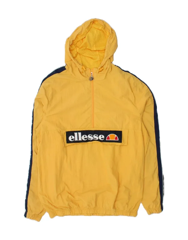 Distressed HoodiesELLESSE Womens Graphic Hooded Anorak Jacket UK 10 Small Yellow Colourblock