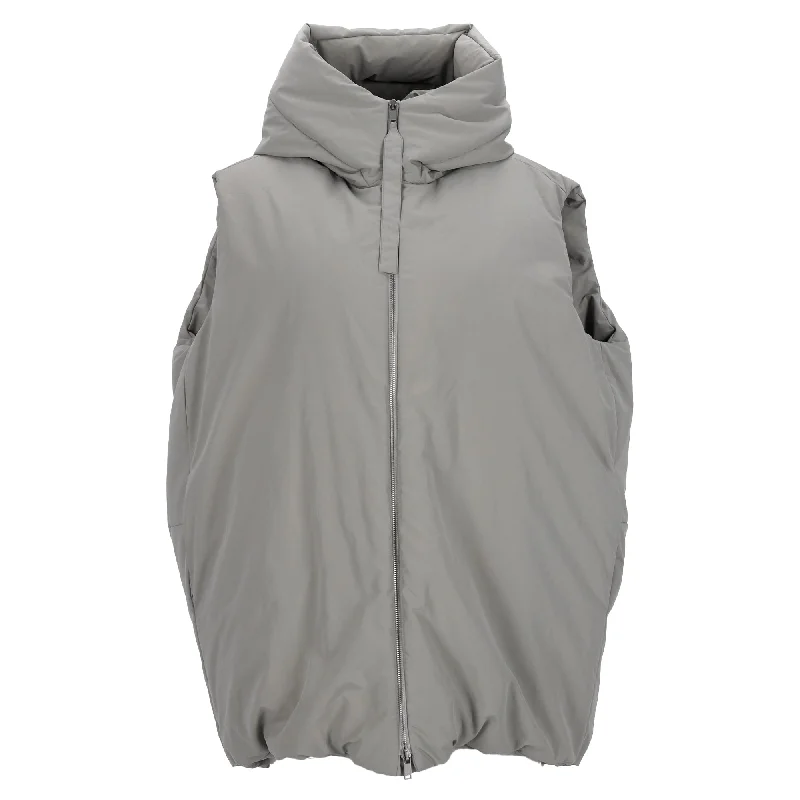 Punk SweatshirtsJil Sander Oversized Hooded Down Vest in Grey Polyester