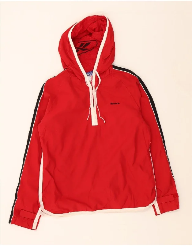 Minimalist SweatshirtsREEBOK Womens Hooded Pullover Rain Jacket UK 10 Small Red Colourblock