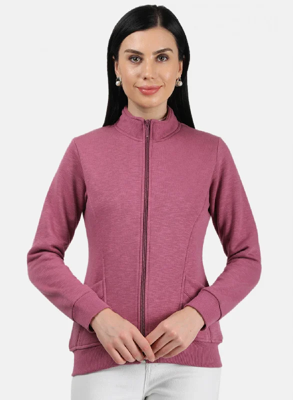 Hiking HoodiesWomen Pink Plain Sweatshirt