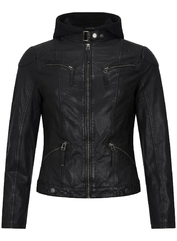 Sleep HoodiesHooded Biker Leather Jacket