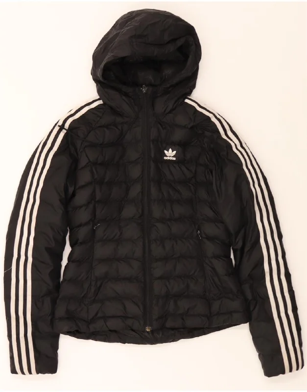 Longline HoodiesADIDAS Womens Hooded Padded Jacket UK 8 Small Black Polyester