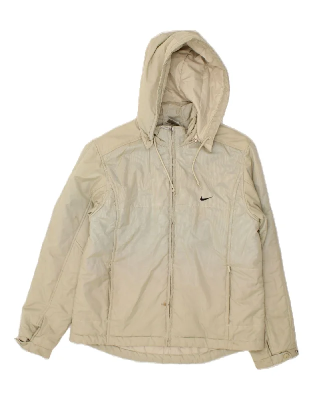 Cropped HoodiesNIKE Womens Hooded Windbreaker Jacket UK 10 Small Beige Polyester