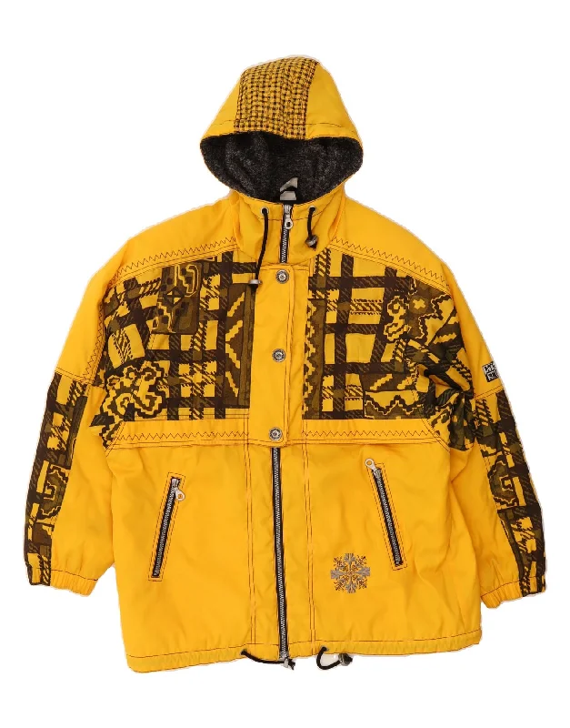 Sports Team HoodiesVINTAGE Womens Hooded Windbreaker Jacket UK 20 2XL Yellow Geometric