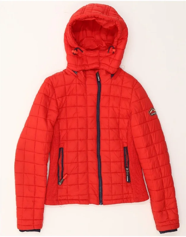 Artist HoodiesSUPERDRY Womens Hooded Padded Jacket UK 10 Small Red Nylon