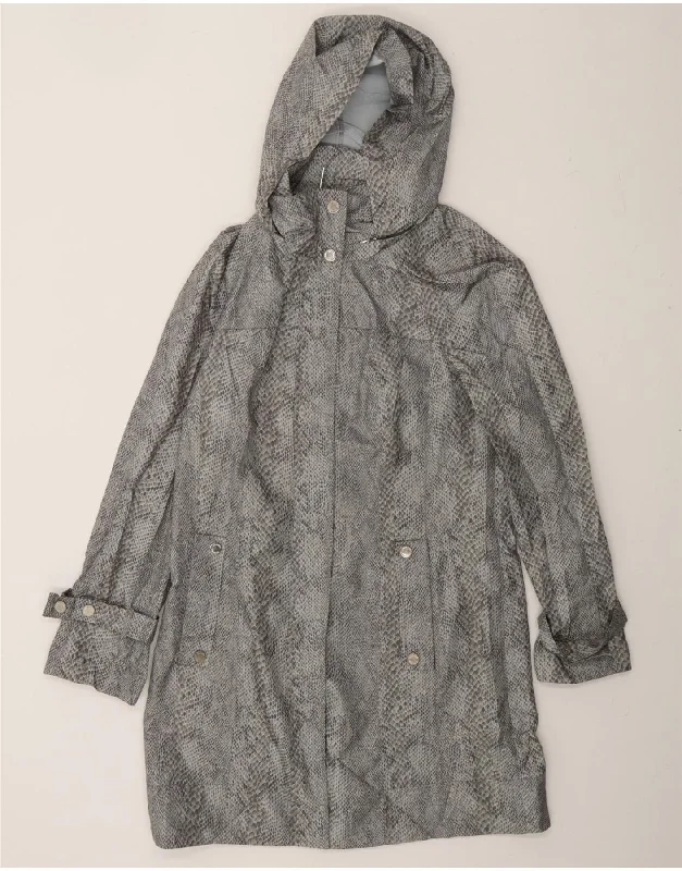 Layered SweatshirtsCALVIN KLEIN Womens Hooded Raincoat UK 14 Medium Grey Animal Print