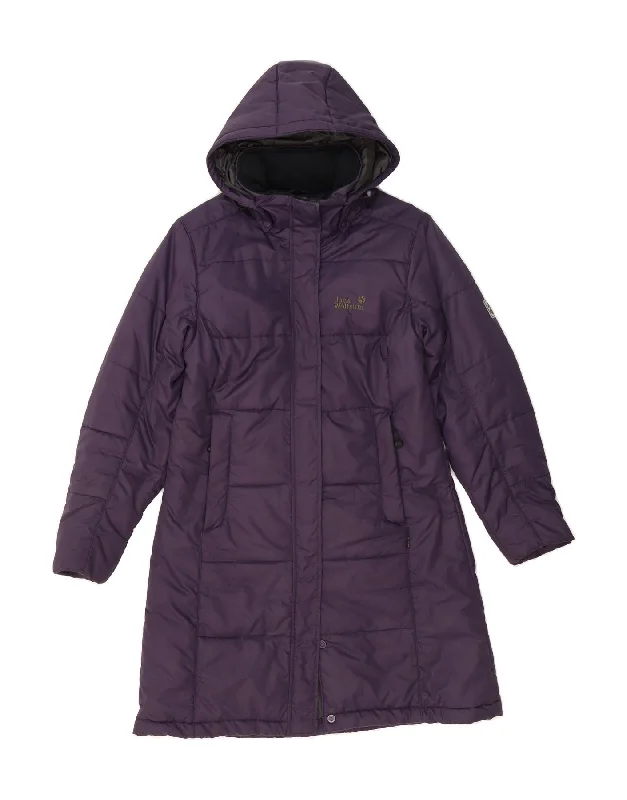 Sequined HoodiesJACK WOLFSKIN Womens Hooded Padded Coat UK 12/14 Medium Purple Polyester