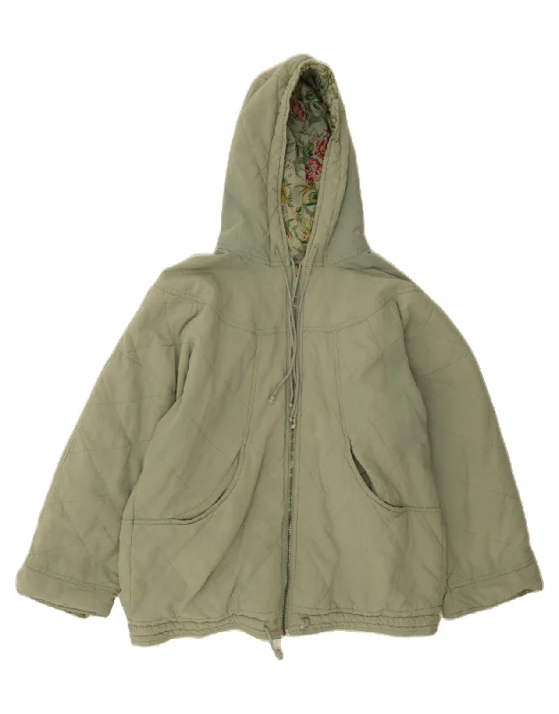 Fitted SweatshirtsCASUCCI Womens Oversized Hooded Reversible Jacket UK 18 XL Green Cotton