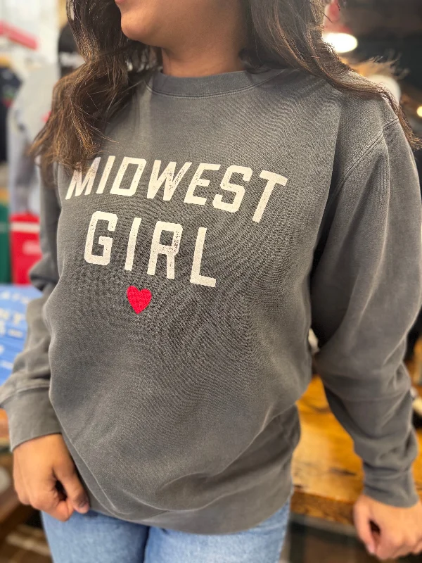 Band Merch SweatshirtsMidwest Girl Crew in Washed Black