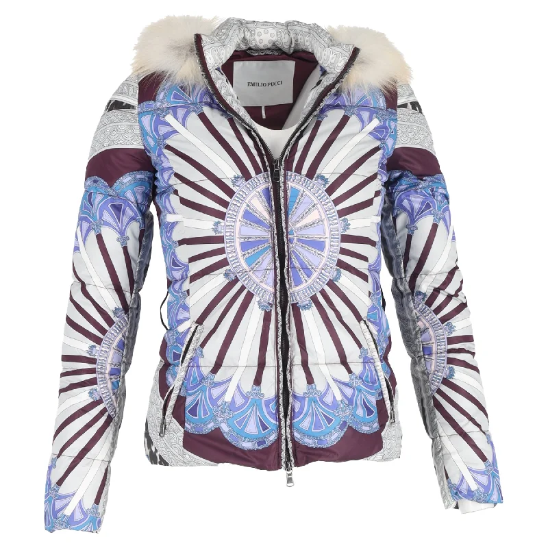 Bamboo Fiber SweatshirtsEmilio Pucci Puffer Fur Hooded Jacket in Multicolor Polyamide