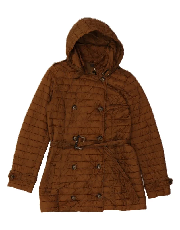 Recycled Fabric HoodiesMASSIMO DUTTI Womens Hooded Padded Coat UK 14 Medium Brown Polyester