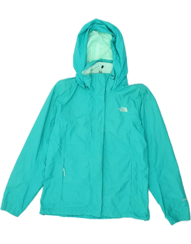 Zip-Up HoodiesTHE NORTH FACE Womens Hooded Rain Jacket UK 16 Large Turquoise Polyester