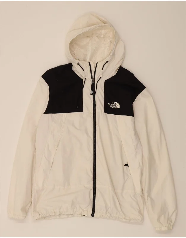 Mesh-Lined HoodiesTHE NORTH FACE Womens Hooded Rain Jacket UK 16 Large White Colourblock