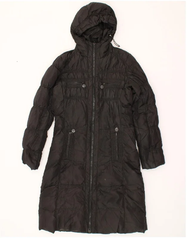 Artist HoodiesBENETTON Womens Hooded Padded Coat IT 42 Medium Black Polyester