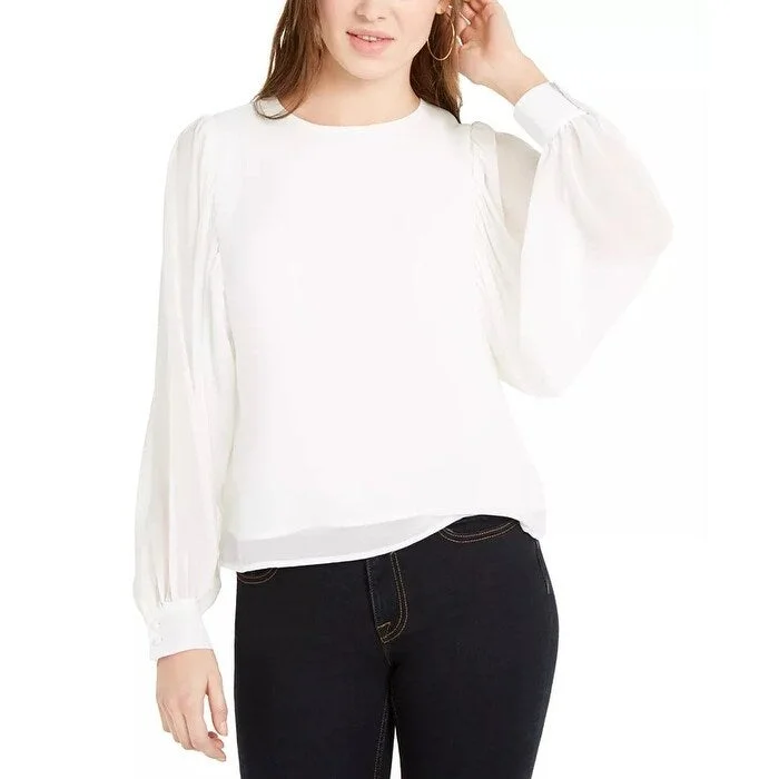 Q & A Women's Volume Sleeve Blouse White Size LargeAthletic Shirts