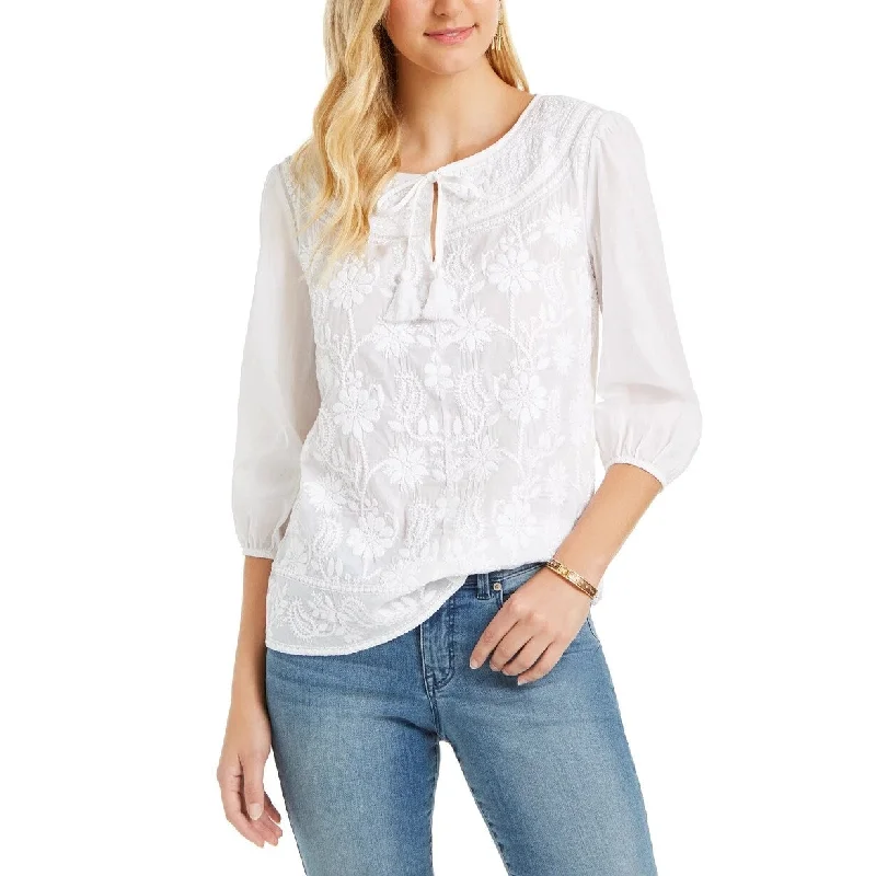 Style & Co Women's Cotton Peasant Blouse White Size Extra Large - X-LargeRunning Shirts