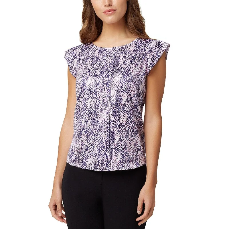 Tahari Asl Women's Printed Cap-Sleeve Blouse Purple Size SmallUrban Shirts