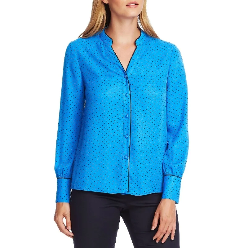 Vince Camuto Women's Ditsy Fragments Button-Up Blouse Blue Size X-LargeGraphic Shirts