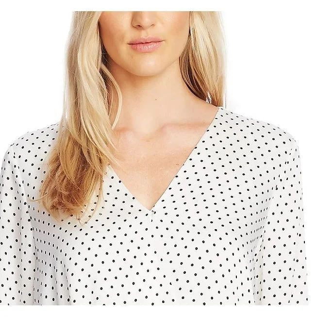 Vince Camuto Women's Dot Wrap Front Satin Blouse Ivory White Size SmallHigh-Fashion Shirts